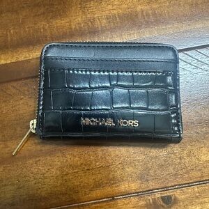 Michael Kors Black Croc-Embossed Card Holder